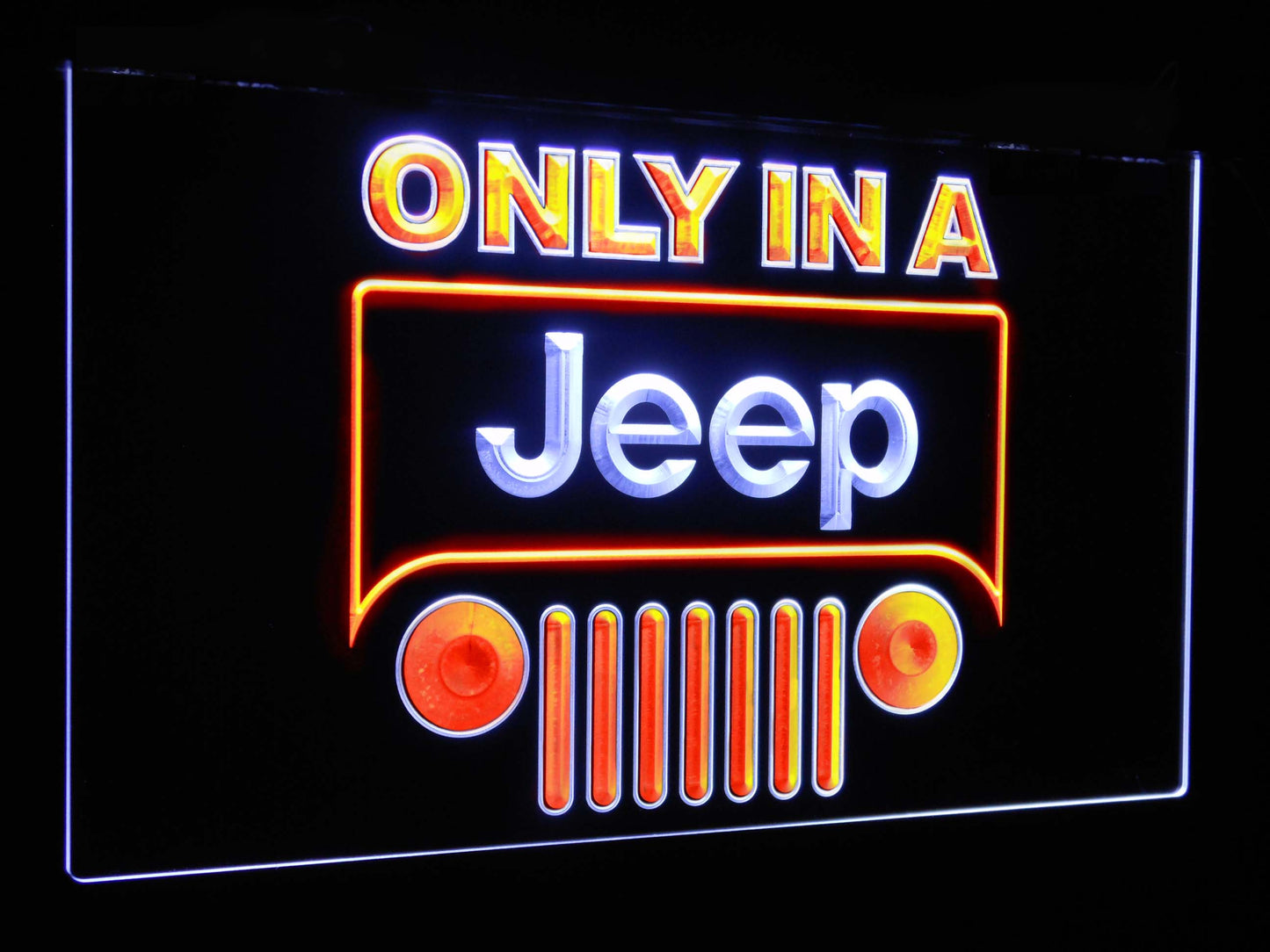 Only in a Jeep Car Bar Decoration Gift Dual Color Led Neon Light Signs st6-d0134 by Woody Signs Co. - Handmade Crafted Unique Wooden Creative