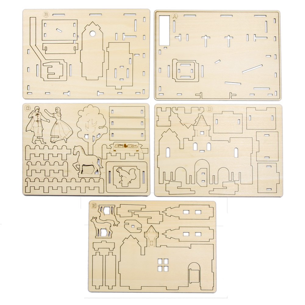 DIY Kits Wooden 3D Castle Puzzle Educational Mechanical Toy Solar Snow White Toys Table Decor Gift For Kids by Woody Signs Co. - Handmade Crafted Unique Wooden Creative