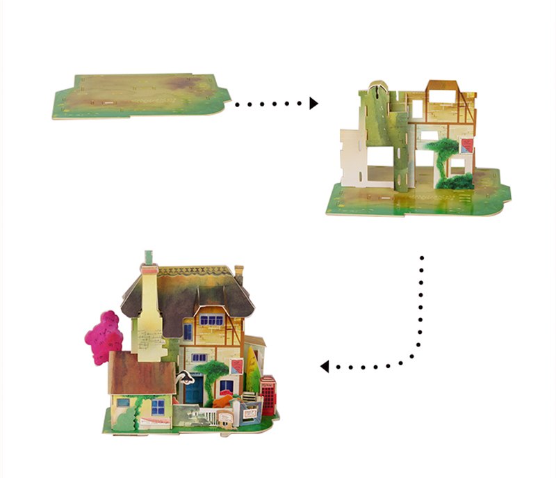 New DIY England Hut Doll House with Led Light   Miniature Wooden    SJ304 by Woody Signs Co. - Handmade Crafted Unique Wooden Creative