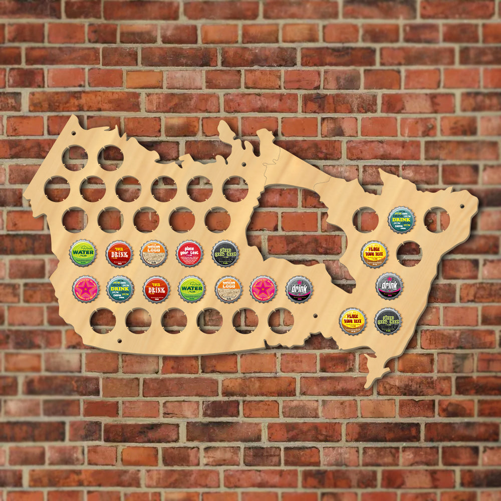 Canada Cap Map Pub Bar Wooden Wall Sign Bottle Cap Display Holder Patriotic Canada Map Man Cave Lovers Gift by Woody Signs Co. - Handmade Crafted Unique Wooden Creative