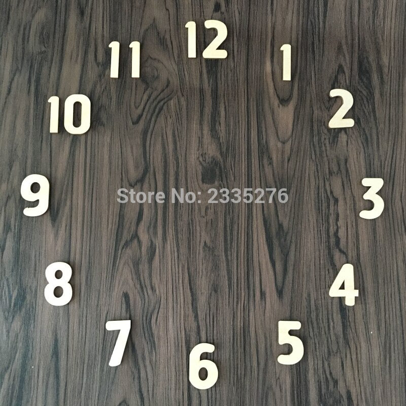 DIY Wall Clock Adhensive Wooden Surface Large Number Wall Clock Watch Sticker by Woody Signs Co. - Handmade Crafted Unique Wooden Creative