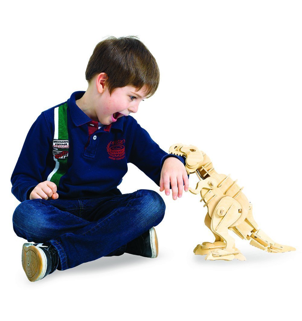 Creative DIY 3D Walking T-rex Wooden Puzzle Game Assembly Sound Control Dinosaur Toy Gift for Children Adult D210 by Woody Signs Co. - Handmade Crafted Unique Wooden Creative