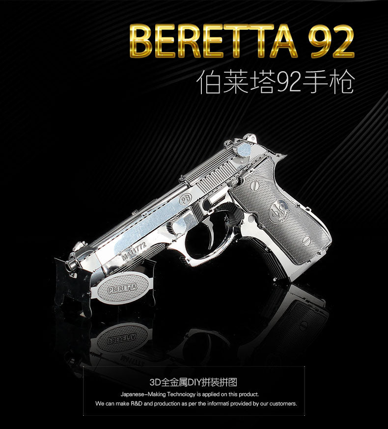 3D Metal puzzle model kit Beretta 92 GunWeapon Model DIY 3D by Woody Signs Co. - Handmade Crafted Unique Wooden Creative