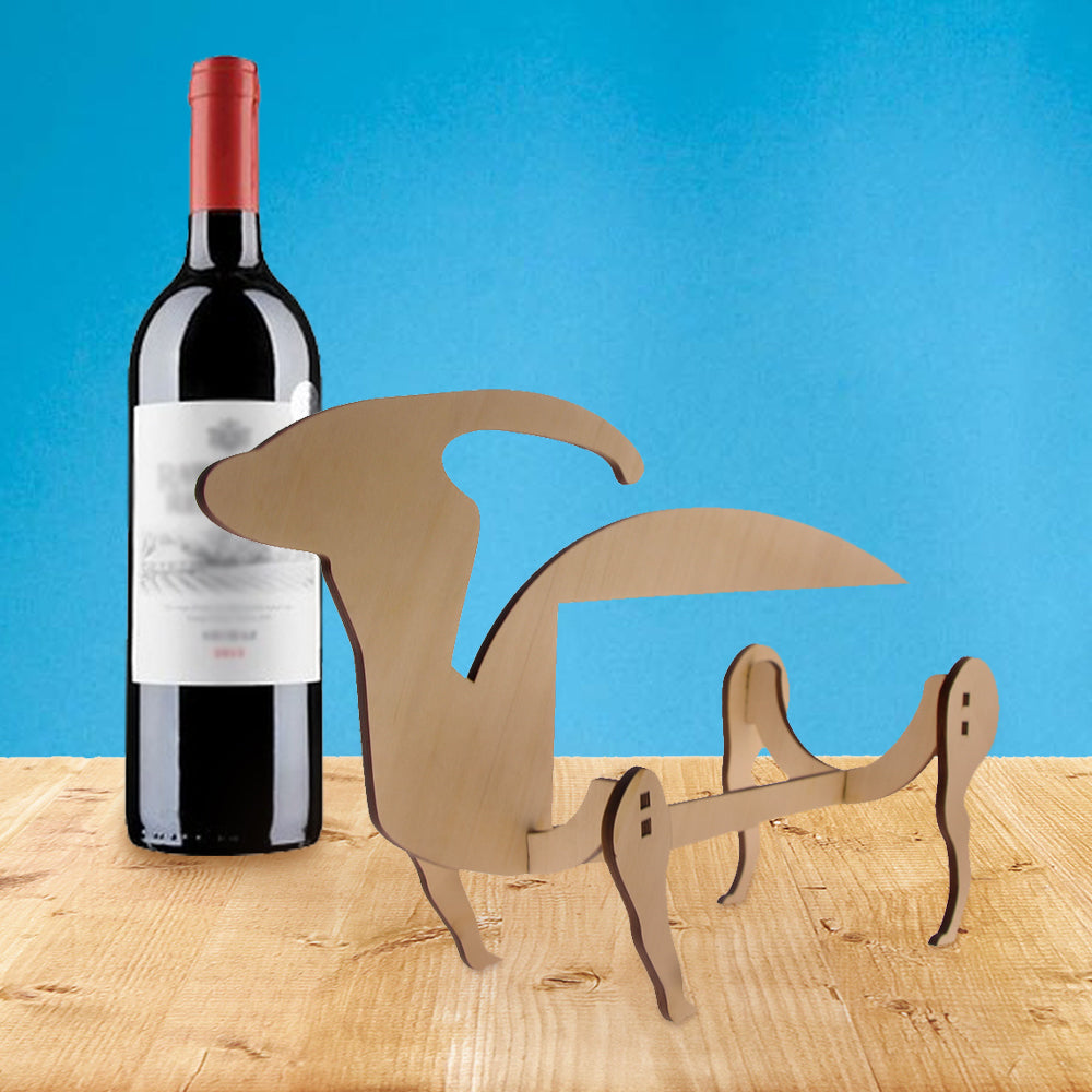 Creative Dinosaur Rack Parasaur Bottle Holder Wooden Parasaurolophus Modern Storage by Woody Signs Co. - Handmade Crafted Unique Wooden Creative