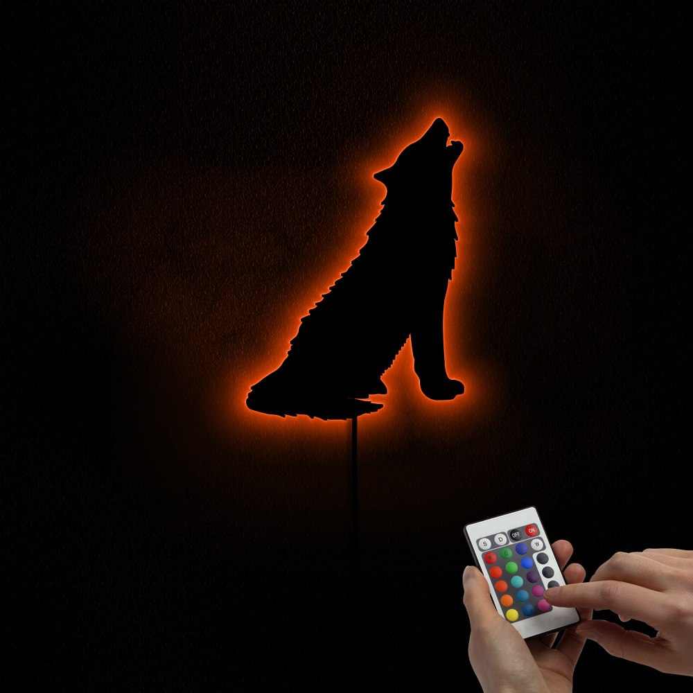 Forest Wolf Howling Acrylic Wall Mirror Wolf Totem Tribal Animal Luminous Wall Mirror Wolf Lovers Man Cave Room Decor by Woody Signs Co. - Handmade Crafted Unique Wooden Creative
