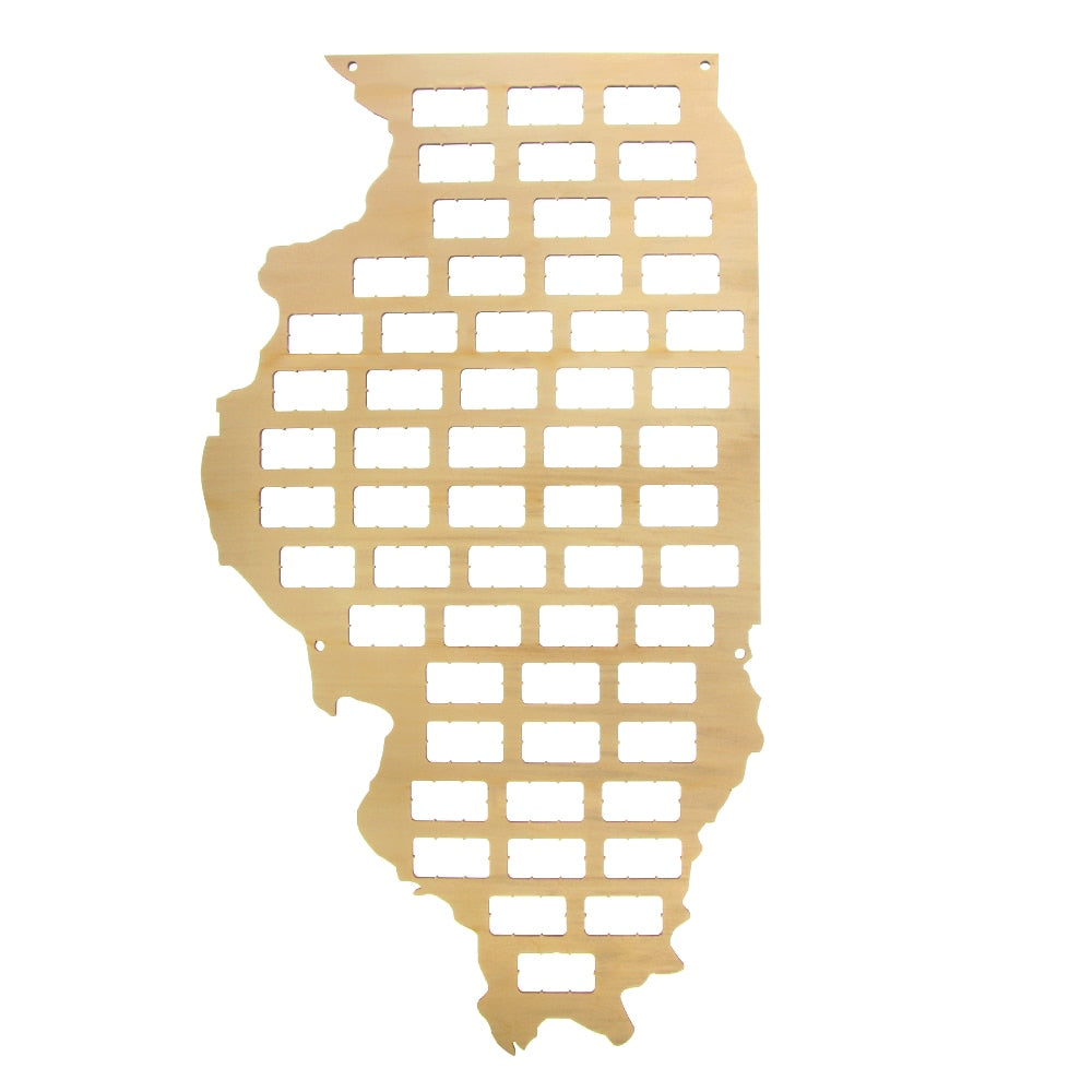 Illinois State of USA Cork Map Illinois State Sign Wooden Cutout Deco Map for Lovers Collector Display by Woody Signs Co. - Handmade Crafted Unique Wooden Creative