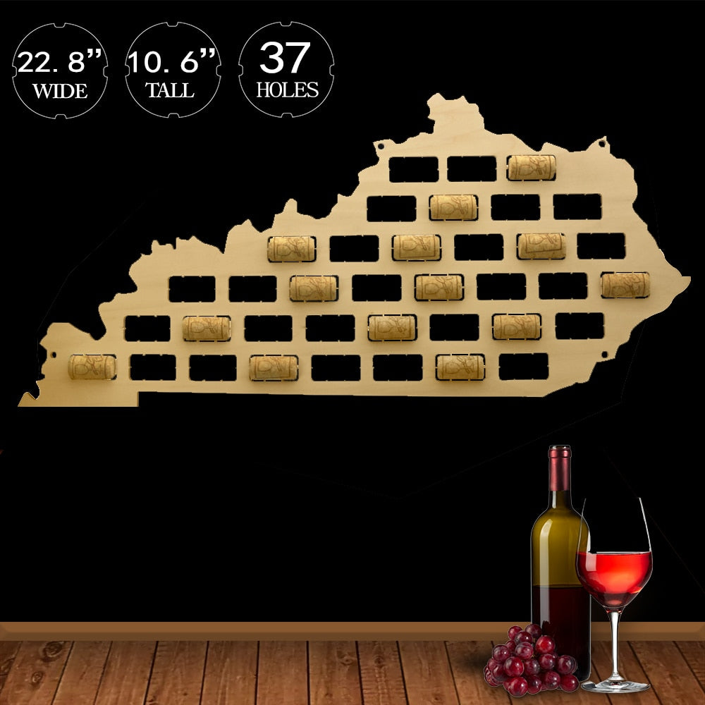Kentucky of the United States Cork Map Rustic Kentucky Sign Cork Wood Cutout Multiple Sizes Cork Holder by Woody Signs Co. - Handmade Crafted Unique Wooden Creative