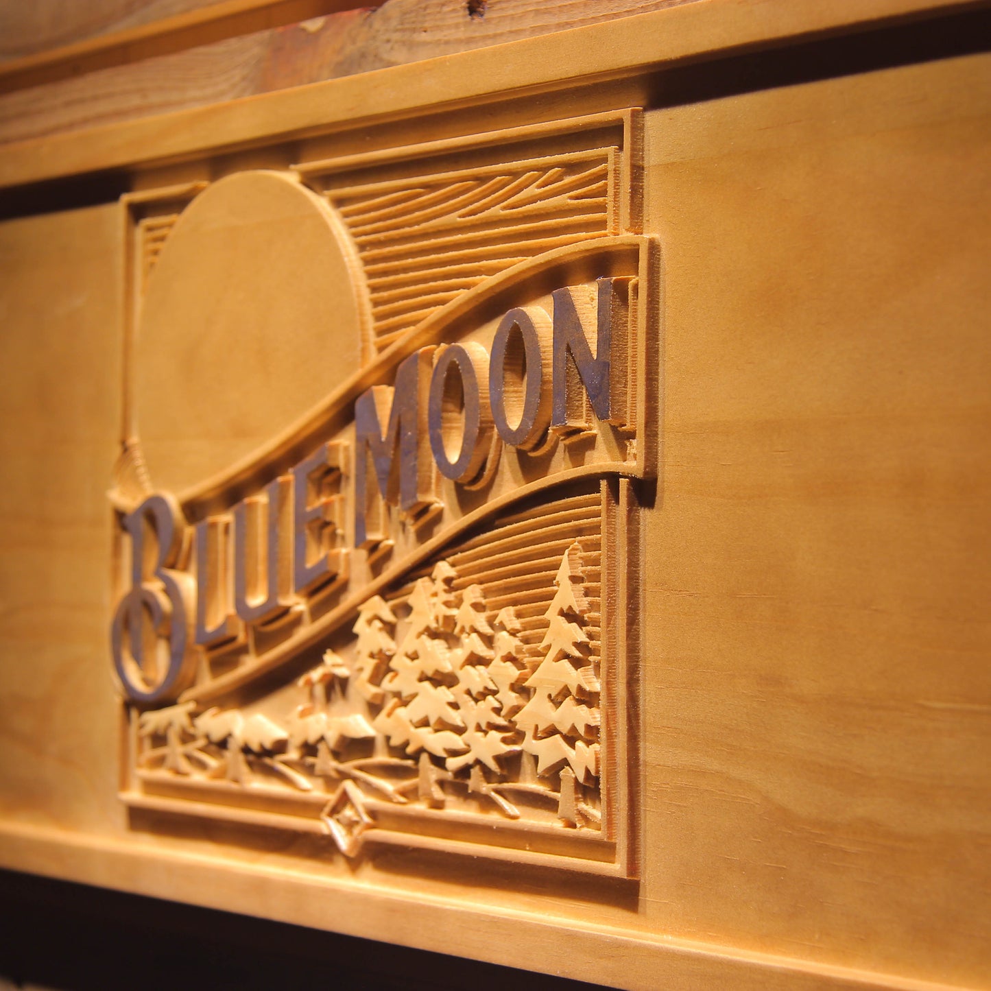 Blue Moon Bar 3D Wooden Signs by Woody Signs Co. - Handmade Crafted Unique Wooden Creative
