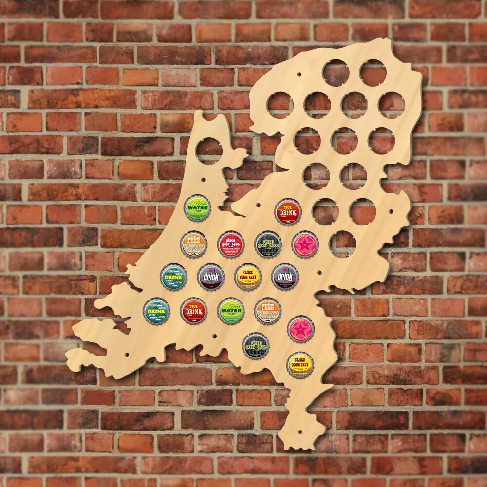 Netherlands Cap Map Map Of Holland Bottle Cap Display Wood Craft Decor Dutch Man Cave Lover Gift by Woody Signs Co. - Handmade Crafted Unique Wooden Creative