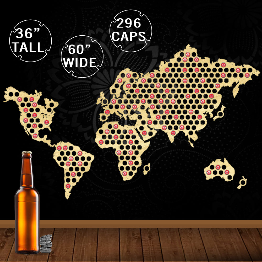 Creative Wooden Crafts World Map Bottle Cap Map Handmade Hanging Map Of The World Modern Lovers by Woody Signs Co. - Handmade Crafted Unique Wooden Creative
