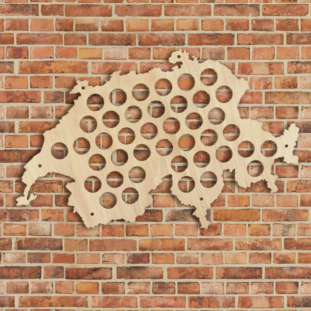 Swiss Cap Map Bottle Cap Map Of Switzerland Best Patriotic Wooden Hanging Craft Map for Aficionado by Woody Signs Co. - Handmade Crafted Unique Wooden Creative