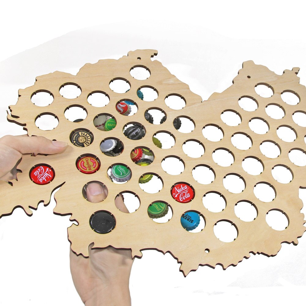 Creative Laser Engraved Hanging Wooden Germany Map Bottle Cap Maps Cap Collector Gadgets Decor by Woody Signs Co. - Handmade Crafted Unique Wooden Creative