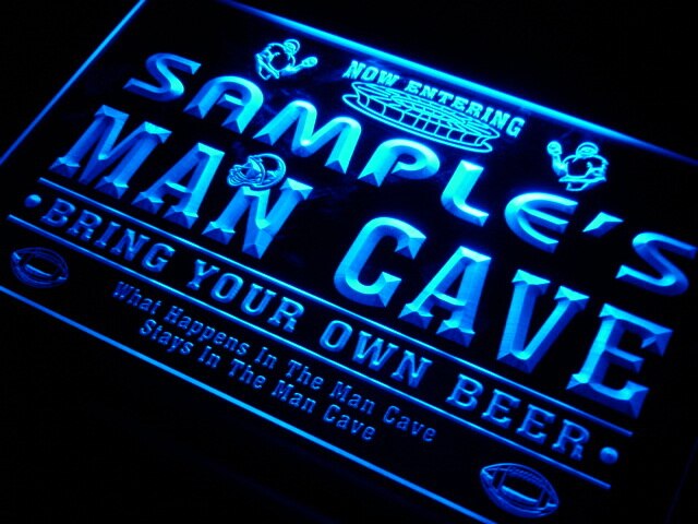 qa Name Custom Man Cave Football Bar Neon Light Signs with On/Off Switch 7 Colors 4 Sizes by Woody Signs Co. - Handmade Crafted Unique Wooden Creative
