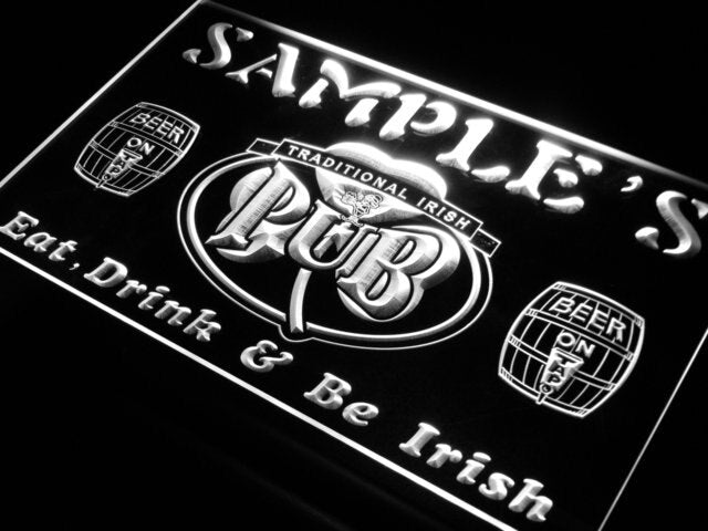pa Name Custom Irish Pub Shamrock Bar Neon Light Signs with On/Off Switch 7 Colors 4 Sizes by Woody Signs Co. - Handmade Crafted Unique Wooden Creative