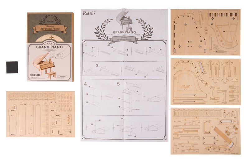 DIY 3D Laser Cutting Wooden Grand Paino Puzzle Game Gift for Kids Popular TG402 by Woody Signs Co. - Handmade Crafted Unique Wooden Creative