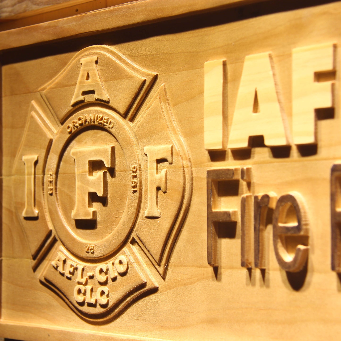 IAFF Fire Fighters Fireman 3D Wooden Bar Signs by Woody Signs Co. - Handmade Crafted Unique Wooden Creative