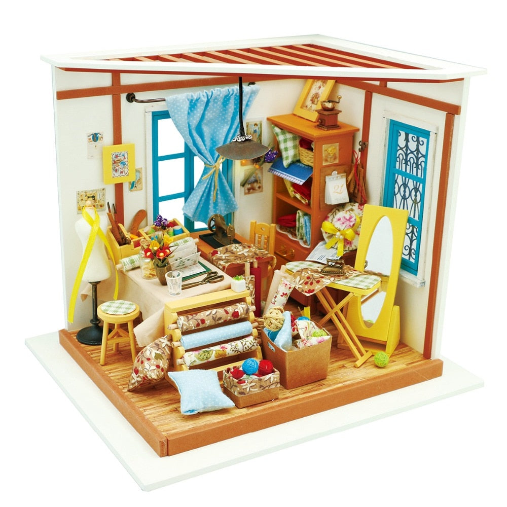 DIY Doll House Lisa's Tailor Miniature Wooden Educational DG101 by Woody Signs Co. - Handmade Crafted Unique Wooden Creative