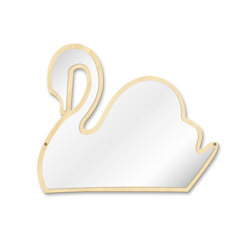Magical Children Mirror Sleeping Swan Wood and Acrylic Make-up Mirror Baby Kids Girl Room Swan Princess Wall Mirror by Woody Signs Co. - Handmade Crafted Unique Wooden Creative