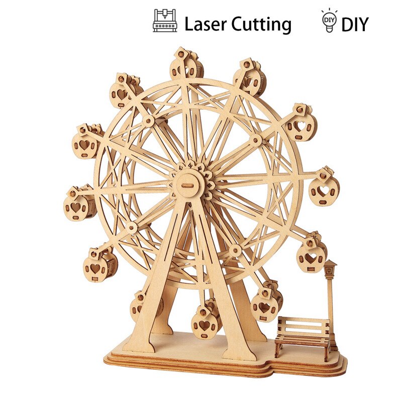 DIY 3D Laser Cutting Wooden Ferris Wheel Puzzle Game Gift for Kids Popular TG401 (Ferris Wheel) by Woody Signs Co. - Handmade Crafted Unique Wooden Creative