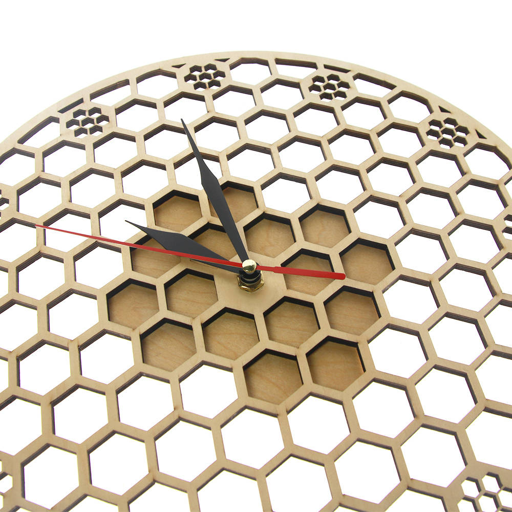 Hexagon Wooden Wall Clock Honeycomb Sacred Geometry Comb Modern Mandala Clock Watch Bee Lover Keeper Room Deco Gift Silent Sweep by Woody Signs Co. - Handmade Crafted Unique Wooden Creative