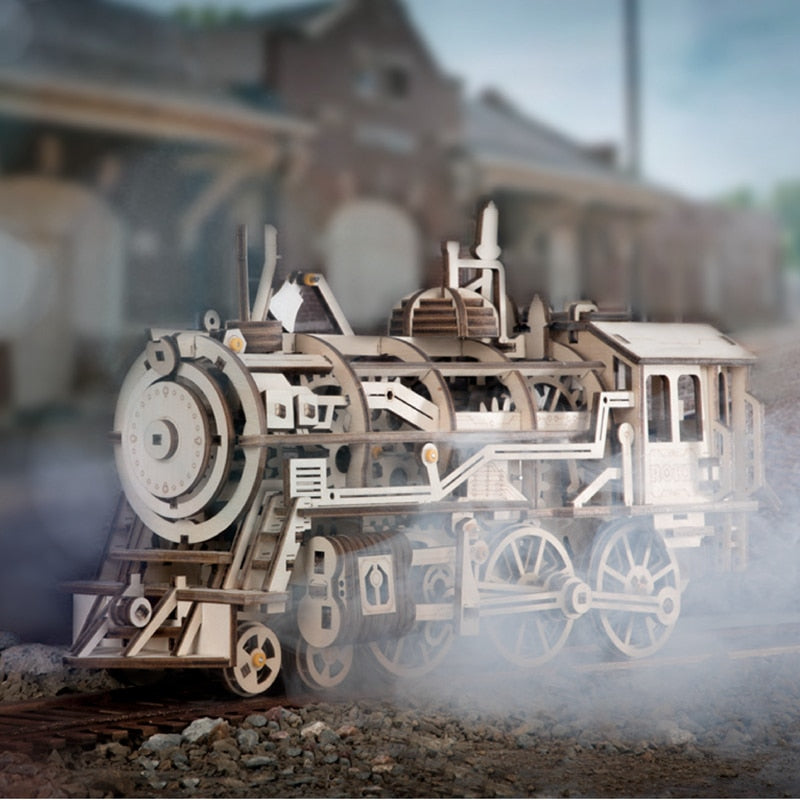 DIY Clockwork Gear Drive Locomotive 3D Wooden Hobbies Gift for LK701 by Woody Signs Co. - Handmade Crafted Unique Wooden Creative
