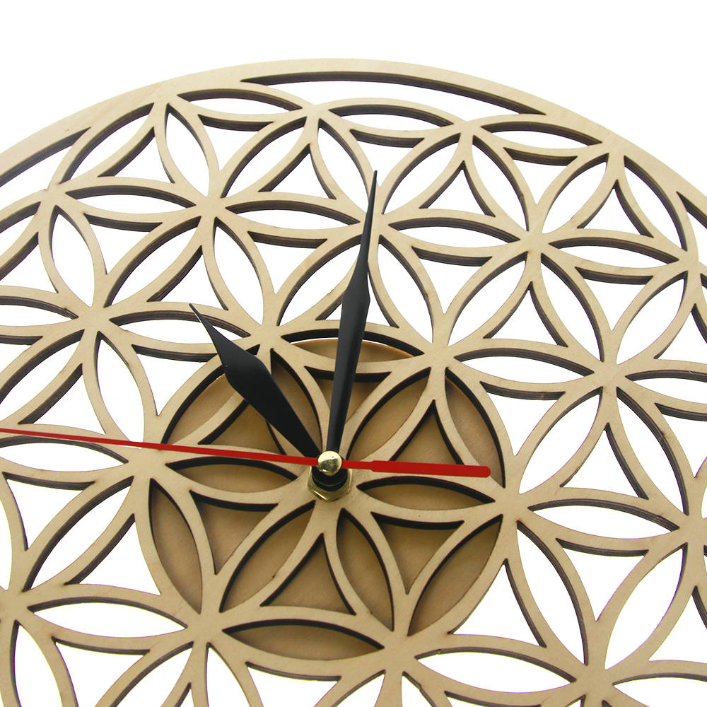 Flower of Life Intersect Rings Geometric Wooden Wall Clock Sacred Geometry Laser Cut Clock Watch Housewarming Gift Room Decor by Woody Signs Co. - Handmade Crafted Unique Wooden Creative