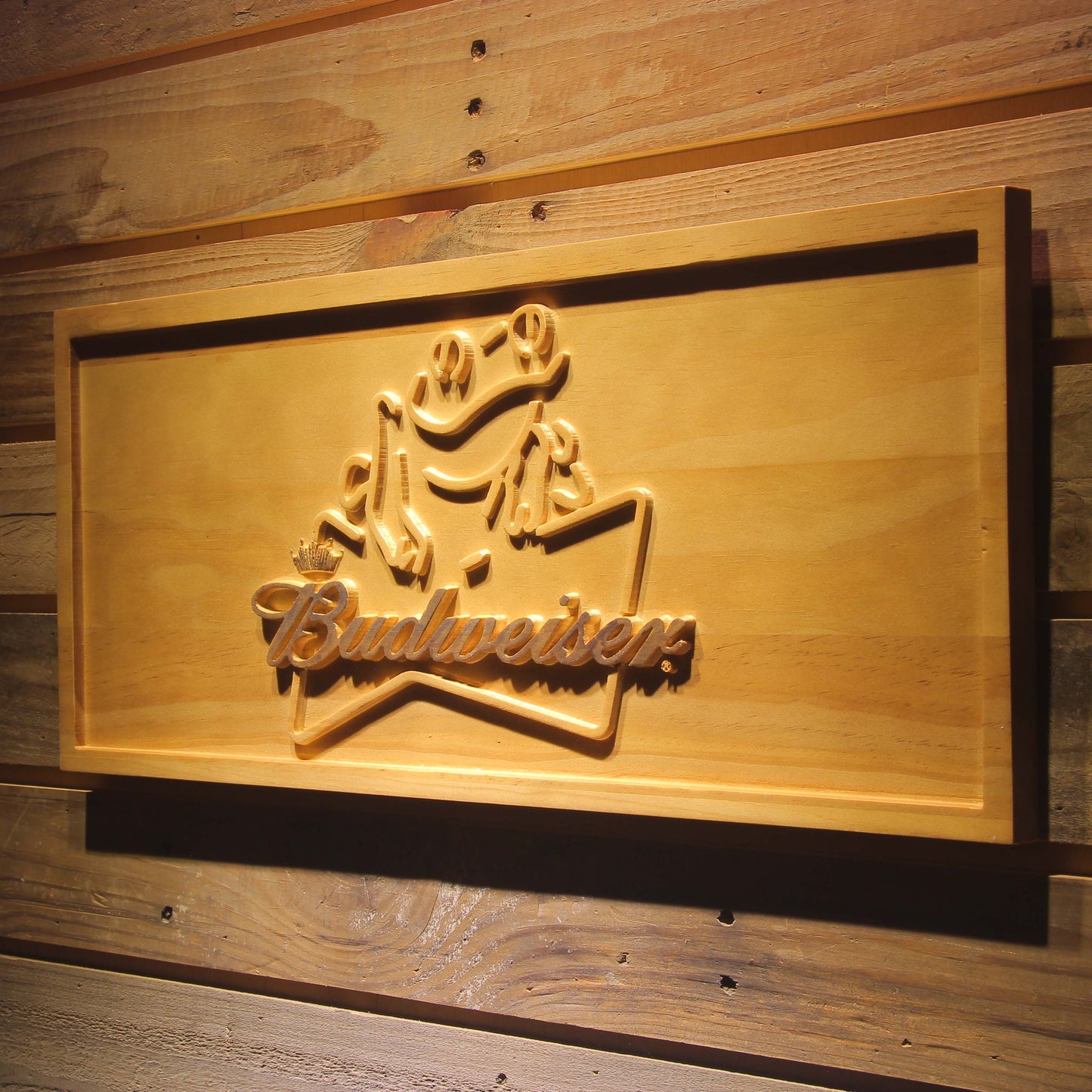 Budweiser Frog 3D Wooden Signs by Woody Signs Co. - Handmade Crafted Unique Wooden Creative