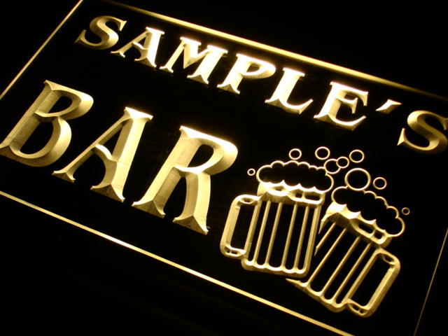 w Name Custom Home Bar Mugs Cheers Neon Light Signs with On/Off Switch 7 Colors 4 Sizes by Woody Signs Co. - Handmade Crafted Unique Wooden Creative