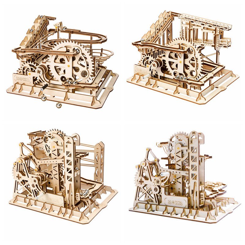 4 Kinds DIY Marble Run Game Laser Cutting 3D Wooden Puzzle Game Assembly Toy Gift for Children Adult LG501 by Woody Signs Co. - Handmade Crafted Unique Wooden Creative