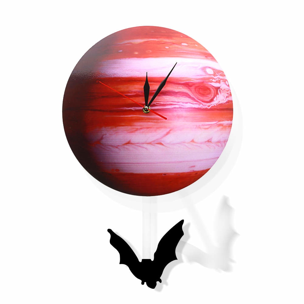Swinging on The Jupiter Planet Wall Clock Bedroom Solar System Astronomy Decoration Space Pendulum Swinging Wall Clock by Woody Signs Co. - Handmade Crafted Unique Wooden Creative