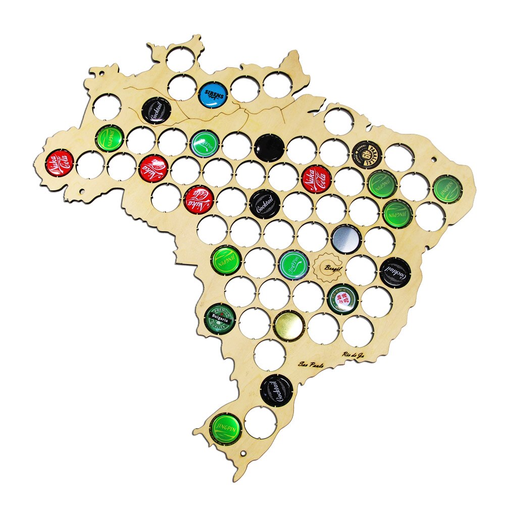 Creative Wooden Cap Trap Bottle Caps Map of Brazil Board Wall Art For Cap Collector Drinker by Woody Signs Co. - Handmade Crafted Unique Wooden Creative