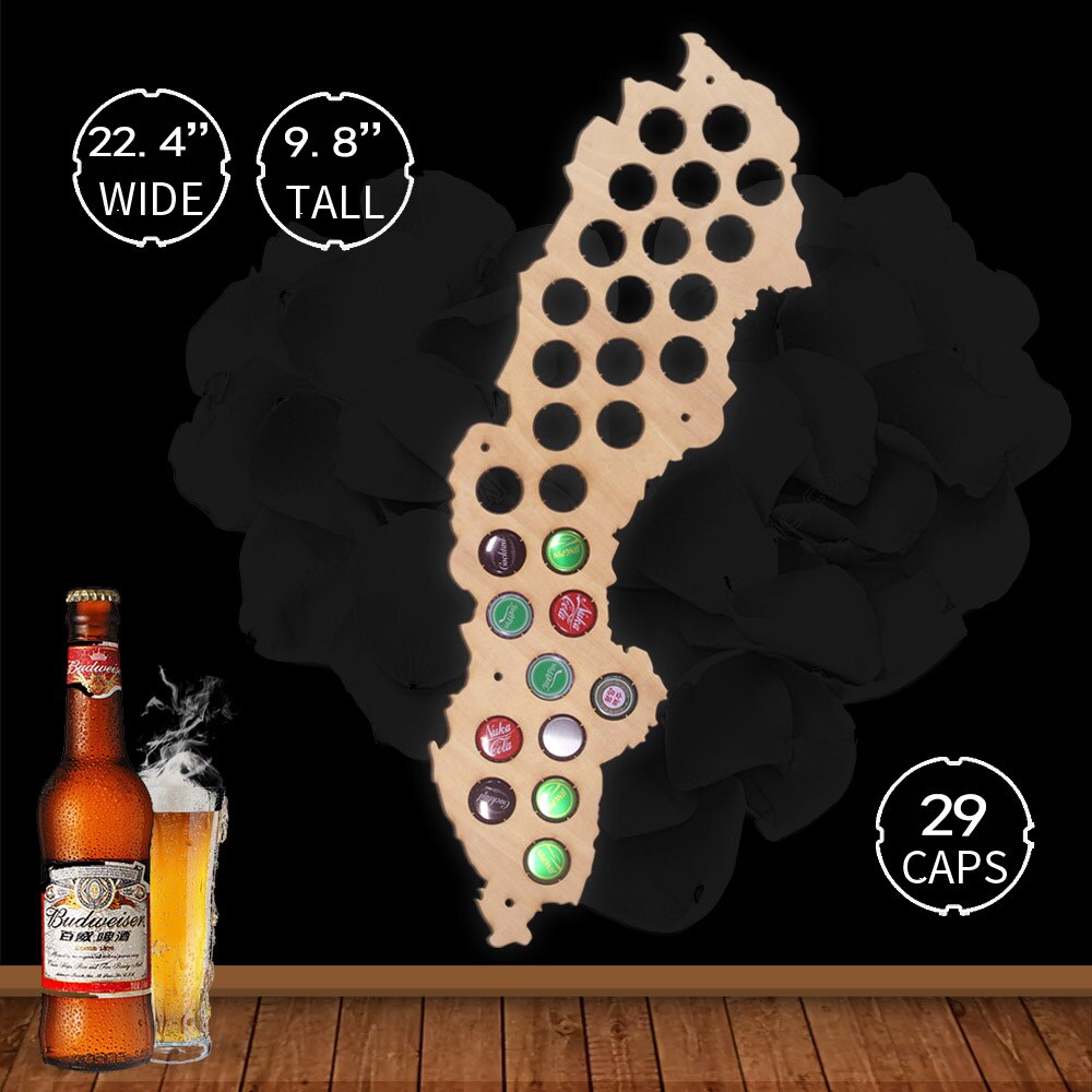 Swedent Cap Maps Handmade Wooden Craft Wall Mounted Maps Bottle Caps Collection Gadget by Woody Signs Co. - Handmade Crafted Unique Wooden Creative