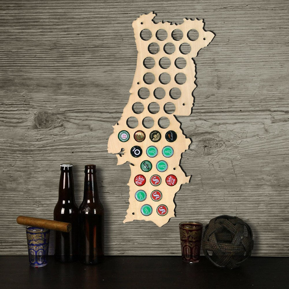Wall Mounted Wooden Craft Maps Of Portugal Caps Maps Home Bar Indoor Decoration by Woody Signs Co. - Handmade Crafted Unique Wooden Creative