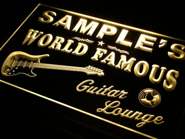 pf Name Custom Guitar Band Room Bar Neon Light Signs with On/Off Switch 7 Colors 4 Sizes by Woody Signs Co. - Handmade Crafted Unique Wooden Creative