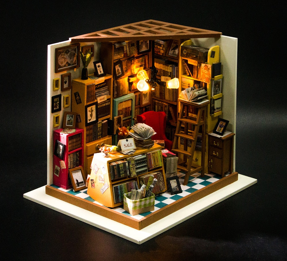 DIY Sam's Study Room with Furniture Miniature Wooden Doll House DG102 (DG102 Study room) by Woody Signs Co. - Handmade Crafted Unique Wooden Creative