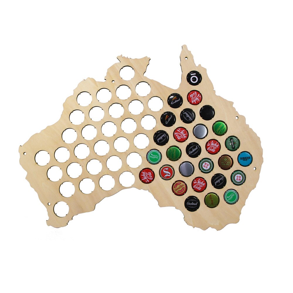 Australia Cap Map Laser Engraved Hanging Wooden Map Creative For Cap Collector Modern by Woody Signs Co. - Handmade Crafted Unique Wooden Creative