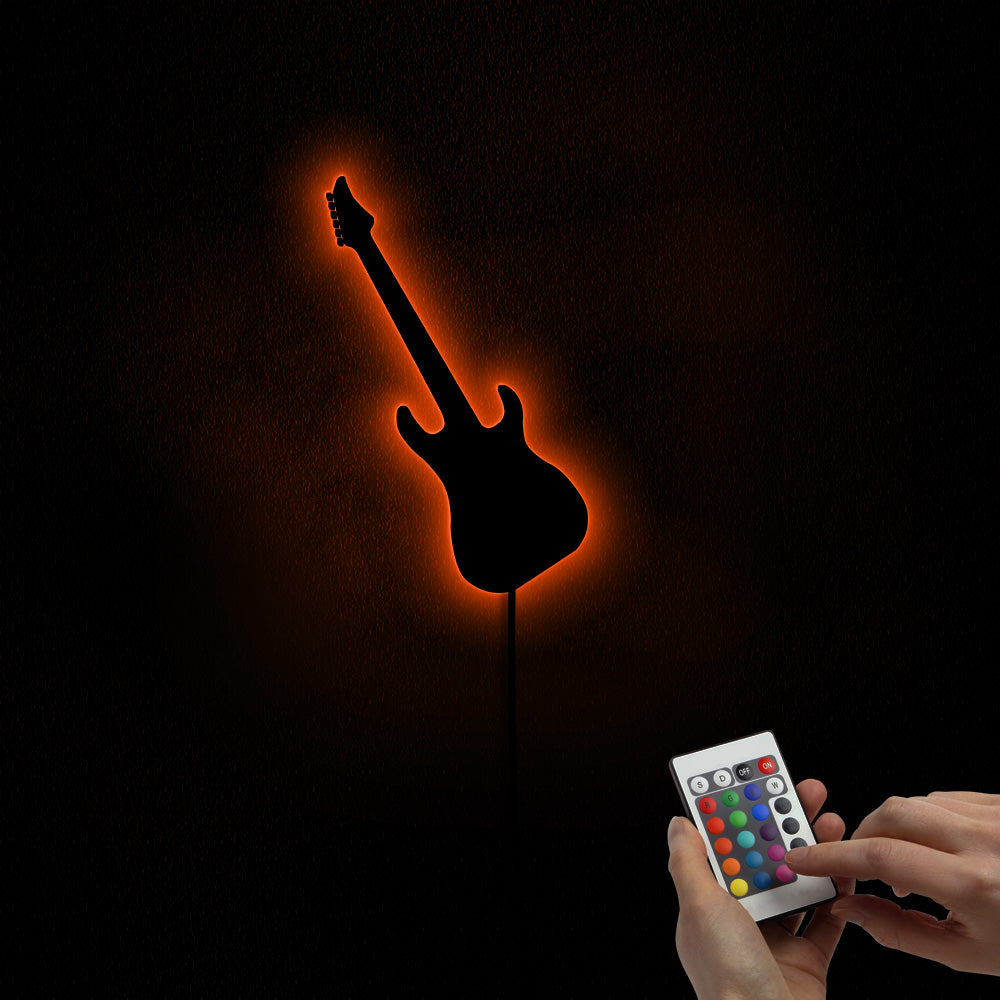 Rocking Guitar LED Lighting Wall Mirror Rock'n'Roll Electronic Guitar Handmade Acylic Mirror For Music Room Studio by Woody Signs Co. - Handmade Crafted Unique Wooden Creative