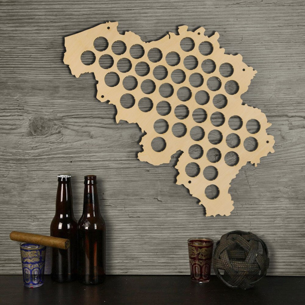 Belgium Cap Map Wood Laser Engraved Craft Hanging Wooden Map Map For Cap Collector by Woody Signs Co. - Handmade Crafted Unique Wooden Creative