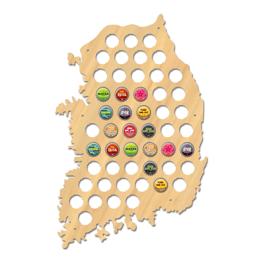 Pub Wooden Wall Sign Map Of Korea Republic Of Korea Cap Map Bottle Cap Display Holder Man Cave Lovers Gift by Woody Signs Co. - Handmade Crafted Unique Wooden Creative