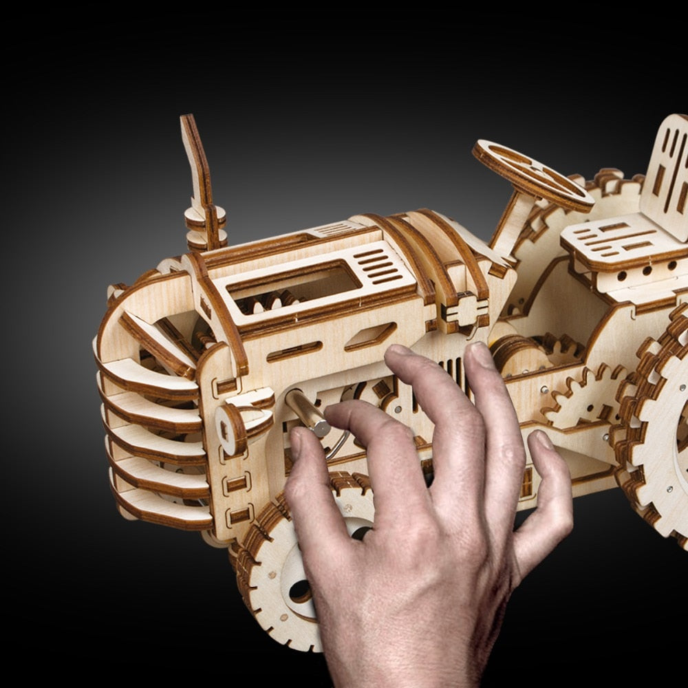Creative DIY Gear Drive Tractor 3D Wooden Hobbies Gift for LK401 by Woody Signs Co. - Handmade Crafted Unique Wooden Creative
