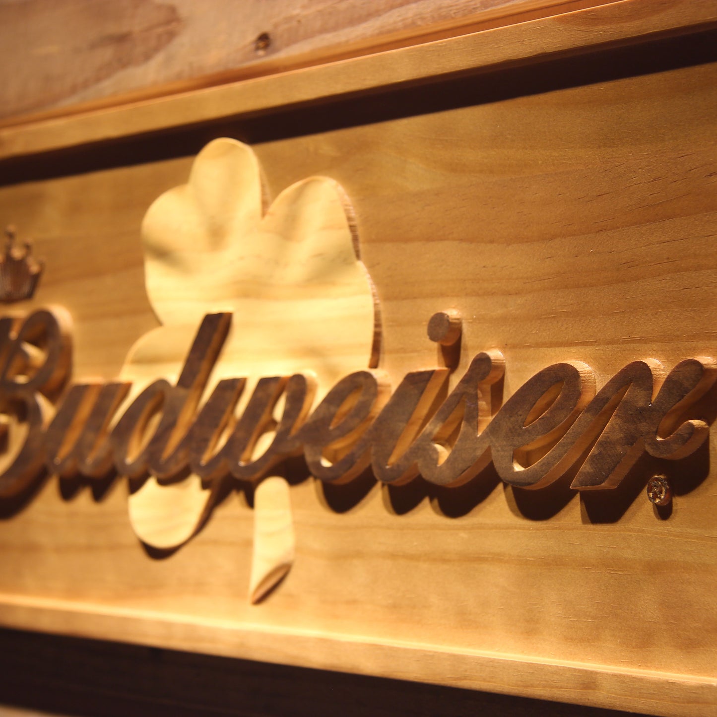 Budwesier Shamrock 3D Wooden Bar Signs by Woody Signs Co. - Handmade Crafted Unique Wooden Creative