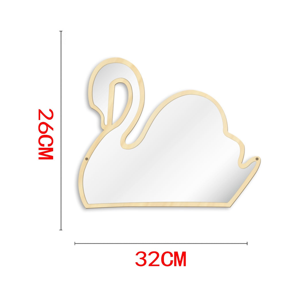 Magical Children Mirror Sleeping Swan Wood and Acrylic Make-up Mirror Baby Kids Girl Room Swan Princess Wall Mirror by Woody Signs Co. - Handmade Crafted Unique Wooden Creative