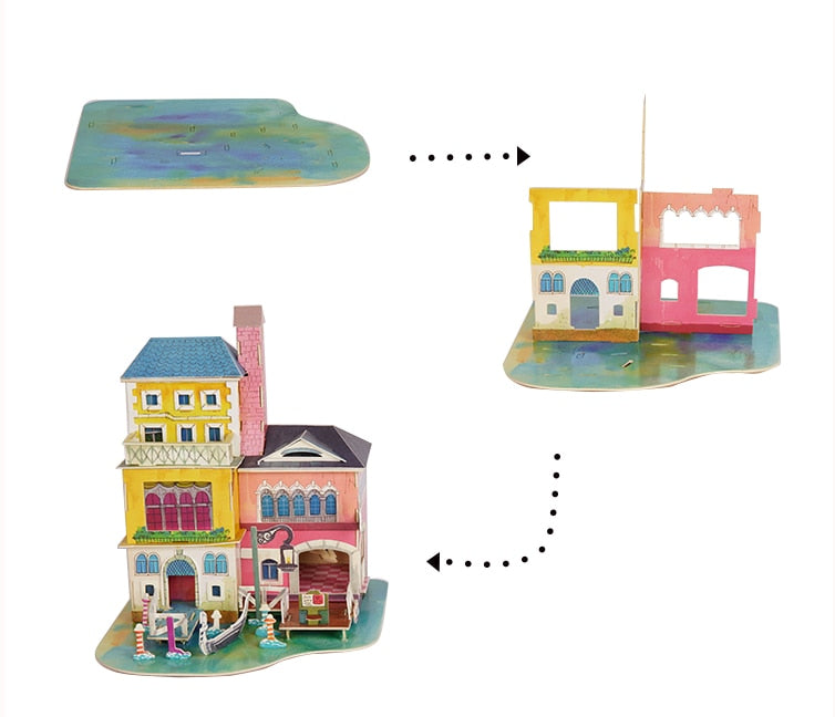 DIY Midsummer in Venice Doll House with Led Light   Miniature Wooden    SJ406 by Woody Signs Co. - Handmade Crafted Unique Wooden Creative