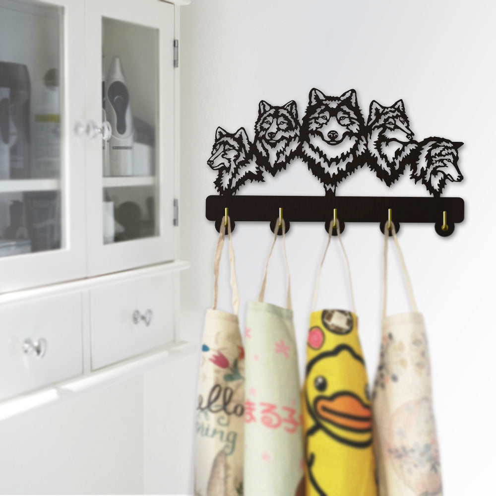 Wildlife Wolf Wall Hanger Wolf Family Clothes Wall Hooks Coat Rack Keys Holder Organizer Hook by Woody Signs Co. - Handmade Crafted Unique Wooden Creative