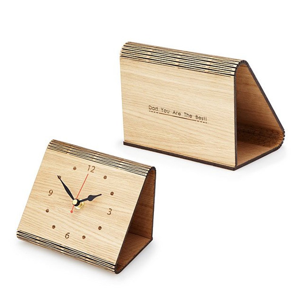 Flex Time Clock Sleek Minimalist Wood Table Clock Custom Living Hinge Wooden Desk Clock Modern Simple Wooden Clock by Woody Signs Co. - Handmade Crafted Unique Wooden Creative