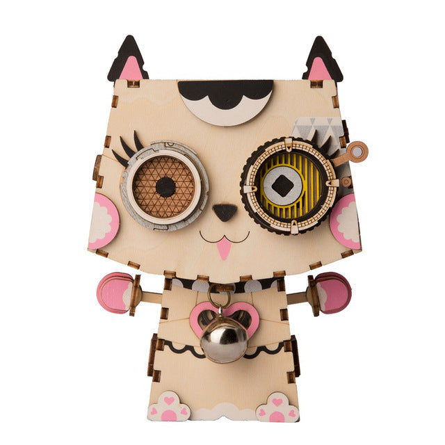 3D Wooden Robot Puzzle Game Creative Flower Pot Storage Box Penholder Models for Children Adult FT761 by Woody Signs Co. - Handmade Crafted Unique Wooden Creative