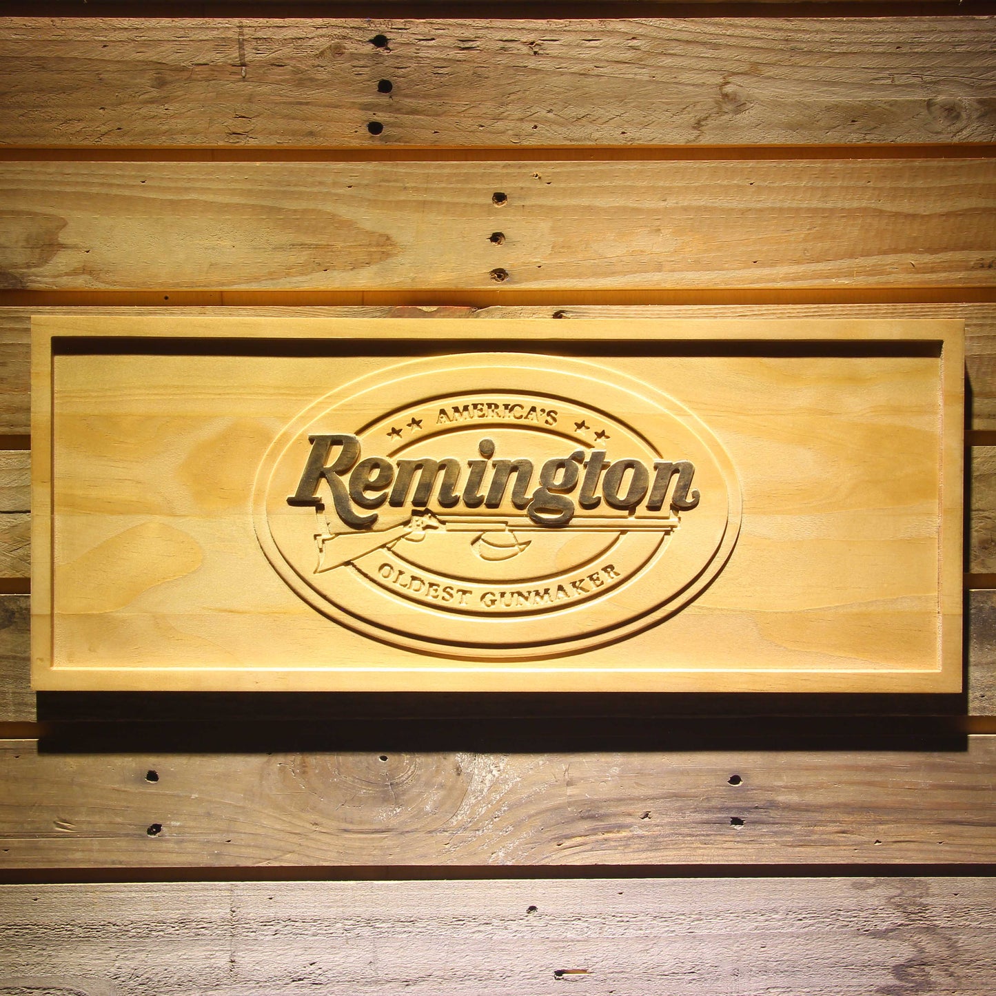 Remington 3D Wooden Bar Signs by Woody Signs Co. - Handmade Crafted Unique Wooden Creative