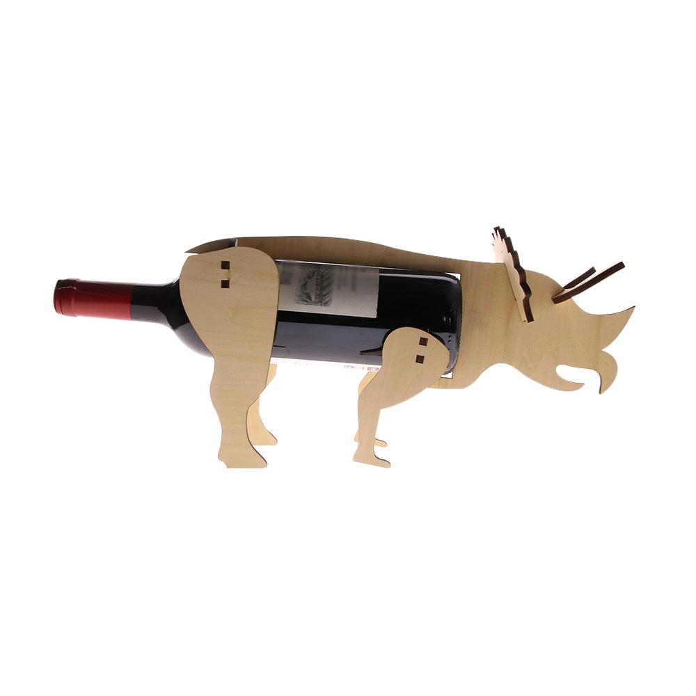 Wooden Stand Dinosaur Triceratops Bottle Holder Storage Minimalist Modern Best Lover by Woody Signs Co. - Handmade Crafted Unique Wooden Creative