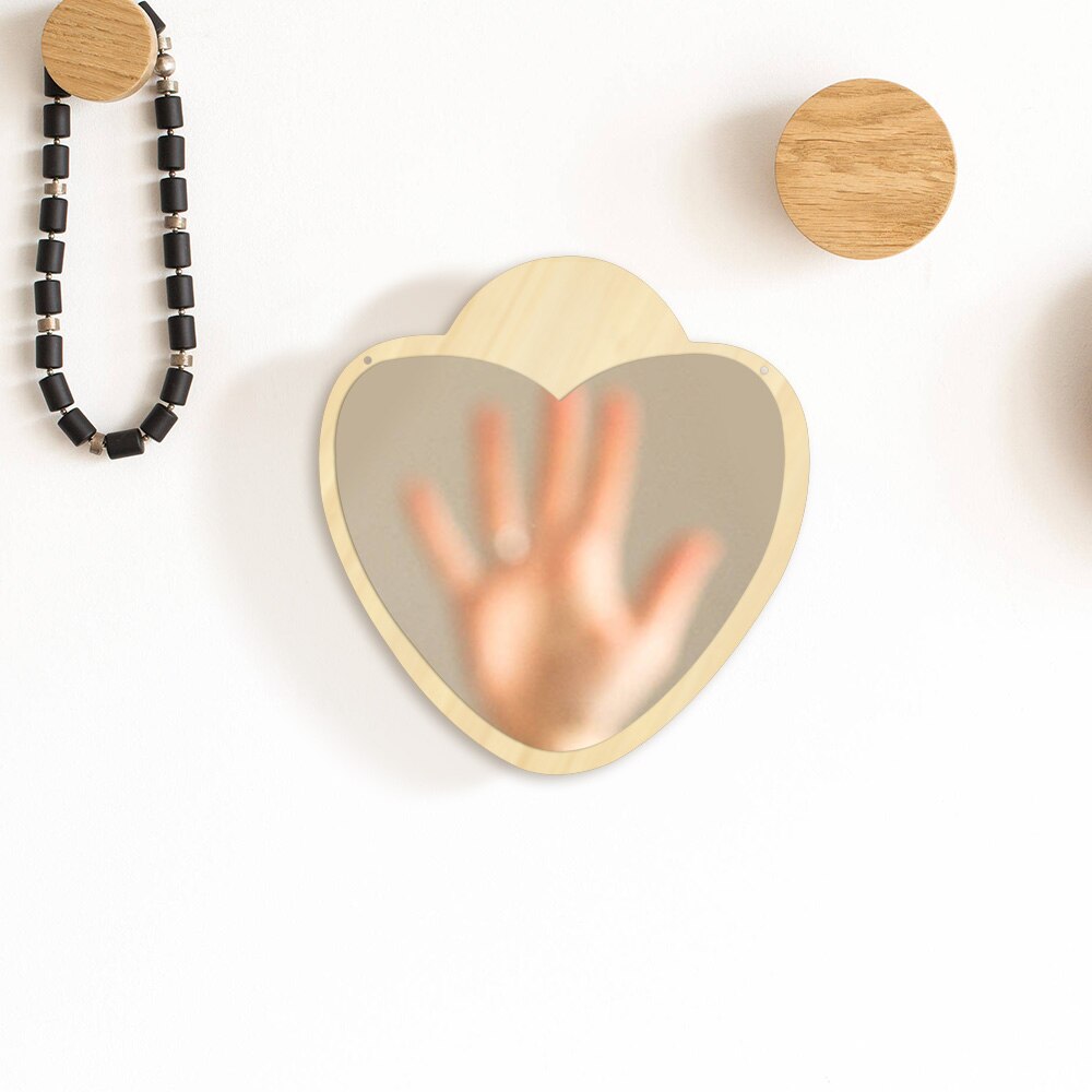 Heart Shaped Wall Mirror With Wooden Back Make-up Wall Hanging Mirror Unique Valentines Day Gift Idea For Her by Woody Signs Co. - Handmade Crafted Unique Wooden Creative