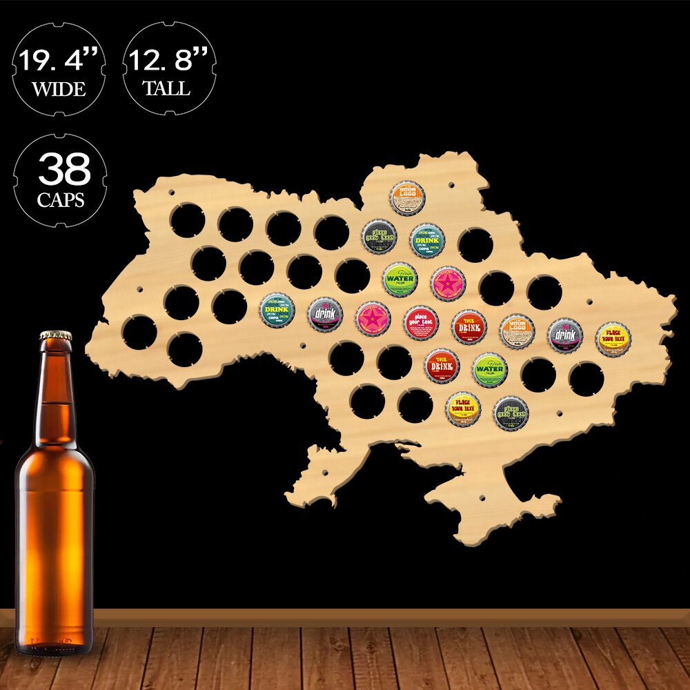 Ukraine  Cap Map Wooden Craft Bottle  Cap Map Of Ukraine Bottle Cap Display Holder Gift For  Cap Collector by Woody Signs Co. - Handmade Crafted Unique Wooden Creative